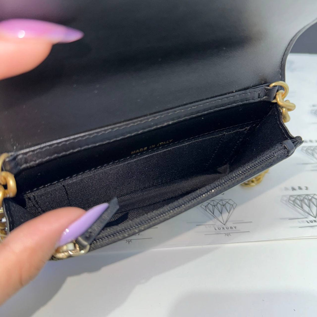 [PRE LOVED] Chanel Mini Leboy Wallet on Chain in Black Caviar Aged Gold HW (Series 31)