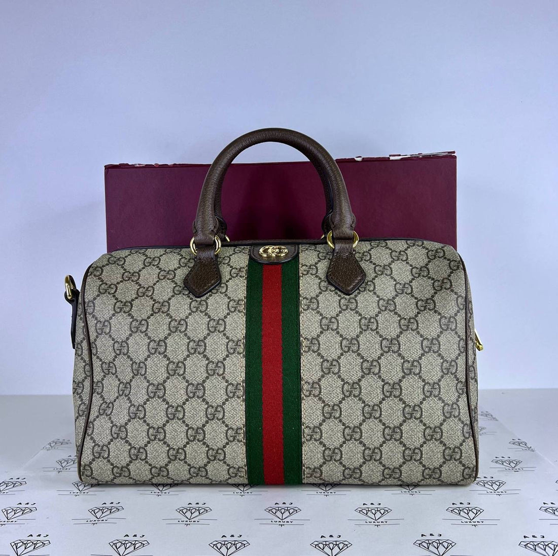 [PRE LOVED] Gucci Large Ophidia Boston Bag in Brown GHW