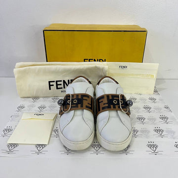 [PRE LOVED] Fendi Embossed Sneakers in White Size 36