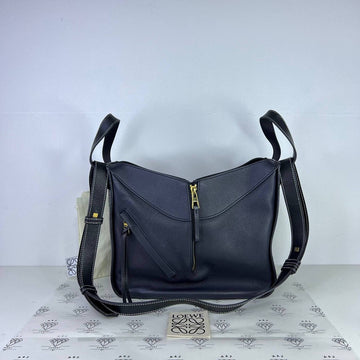 [PRE LOVED] Loewe Small Hammock in Navy Blue Grained Calfskin Leather GHW