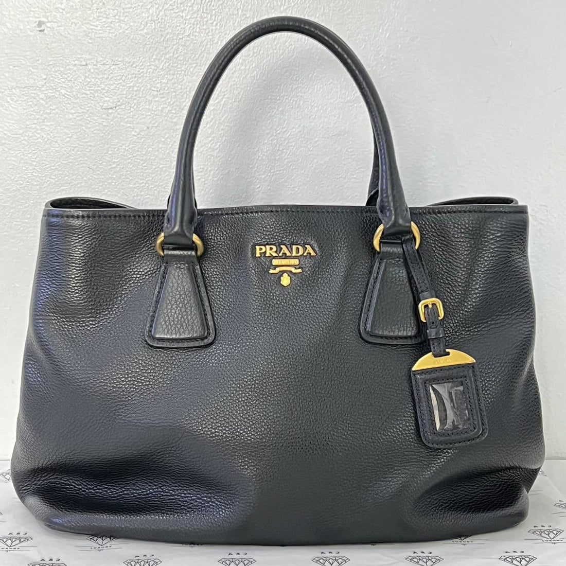 [PRE LOVED] Prada BN2794 Shopping Tote in Black Vitello Daino Leather GHW