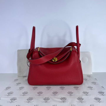 [PRE LOVED] Hermes Lindy 26 in Rouge Casaque Clemence Leather GHW (Stamp T - 2015