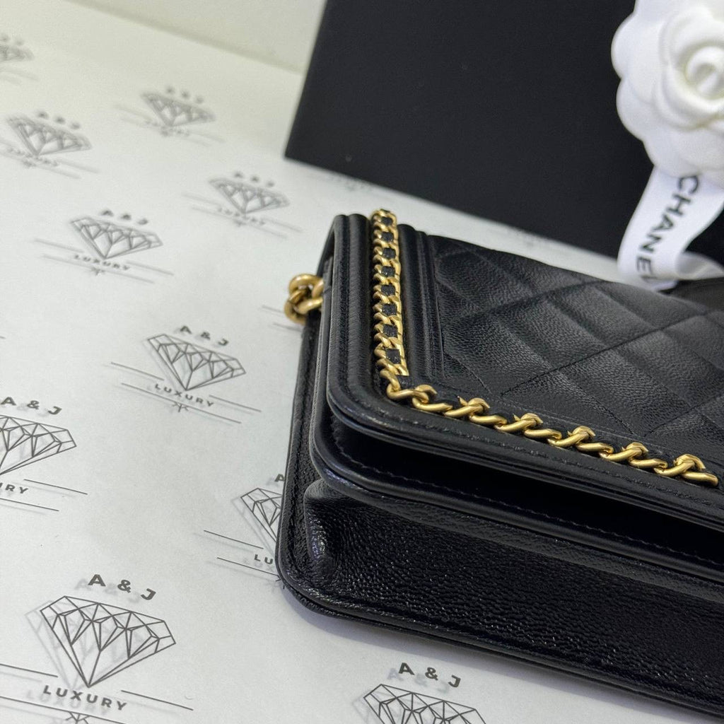 [PRE LOVED] Chanel 23P Collection Leboy Wallet on Chain in Black Caviar Leather GHW (microchipped)