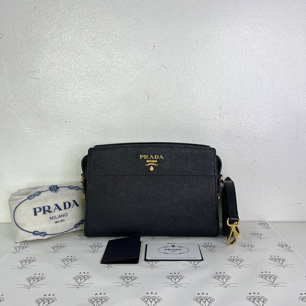 [PRE LOVED] Prada 1BH104 Saffiano Sling Bag in Black GHW
