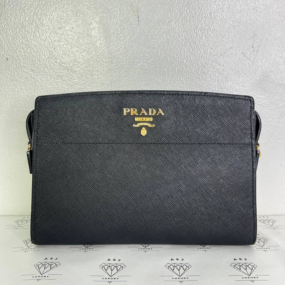 [PRE LOVED] Prada 1BH104 Saffiano Sling Bag in Black GHW