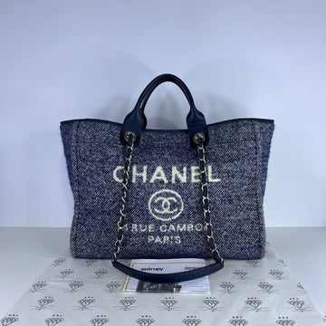 [PRE LOVED] Chanel Small Deauville in Blue Tweed SHW (microchipped)