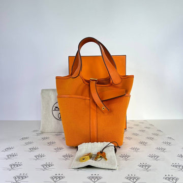 [PRE LOVED] Hermes Picotin 18 Cargo in Orange Swift/Toile GHW (Stamp U - 2022)