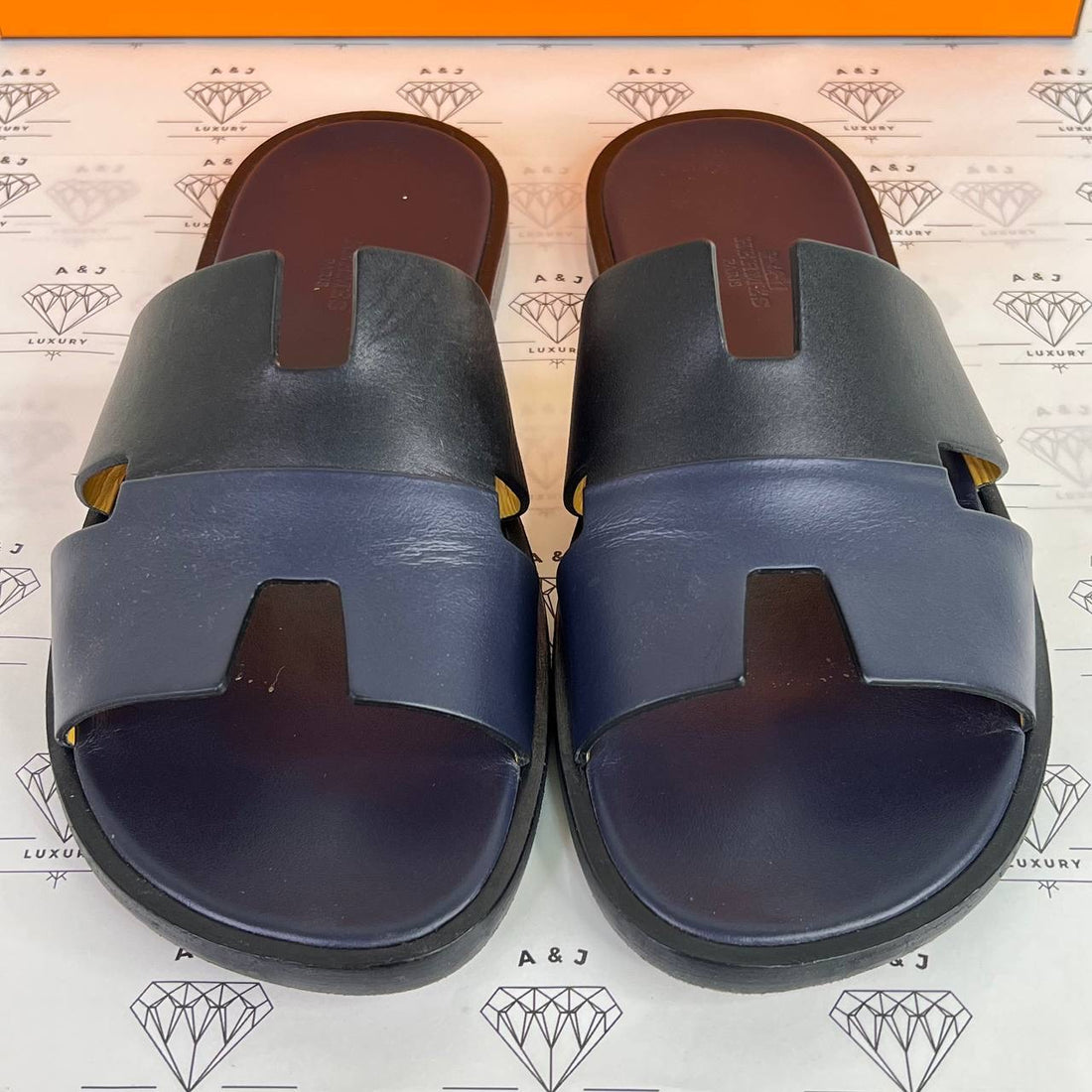 [PRE LOVED] Hermes Izmir Sandals in Blue/Black Size 41EU