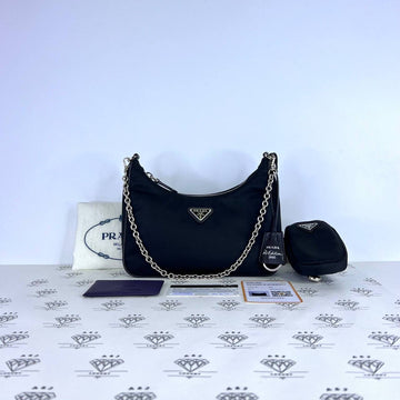 [PRE LOVED] Prada Re-Edition 2005 Multi Pochette in Black Nylon SHW