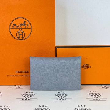 [BRAND NEW] Hermes Calvi Cardholder in Bleu Glacier Epsom Leather PHW (Stamp K - 2025)