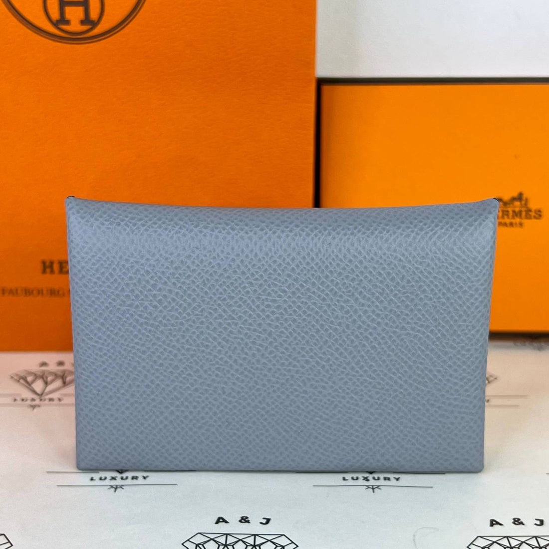 [BRAND NEW] Hermes Calvi Cardholder in Bleu Glacier Epsom Leather PHW (Stamp K - 2025)