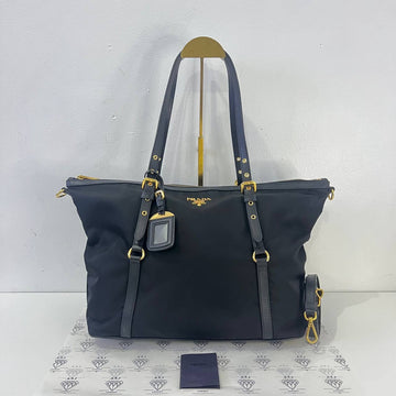 [PRE LOVED] Prada 1BG253 Tote Bag in Black Nylon Material GHW