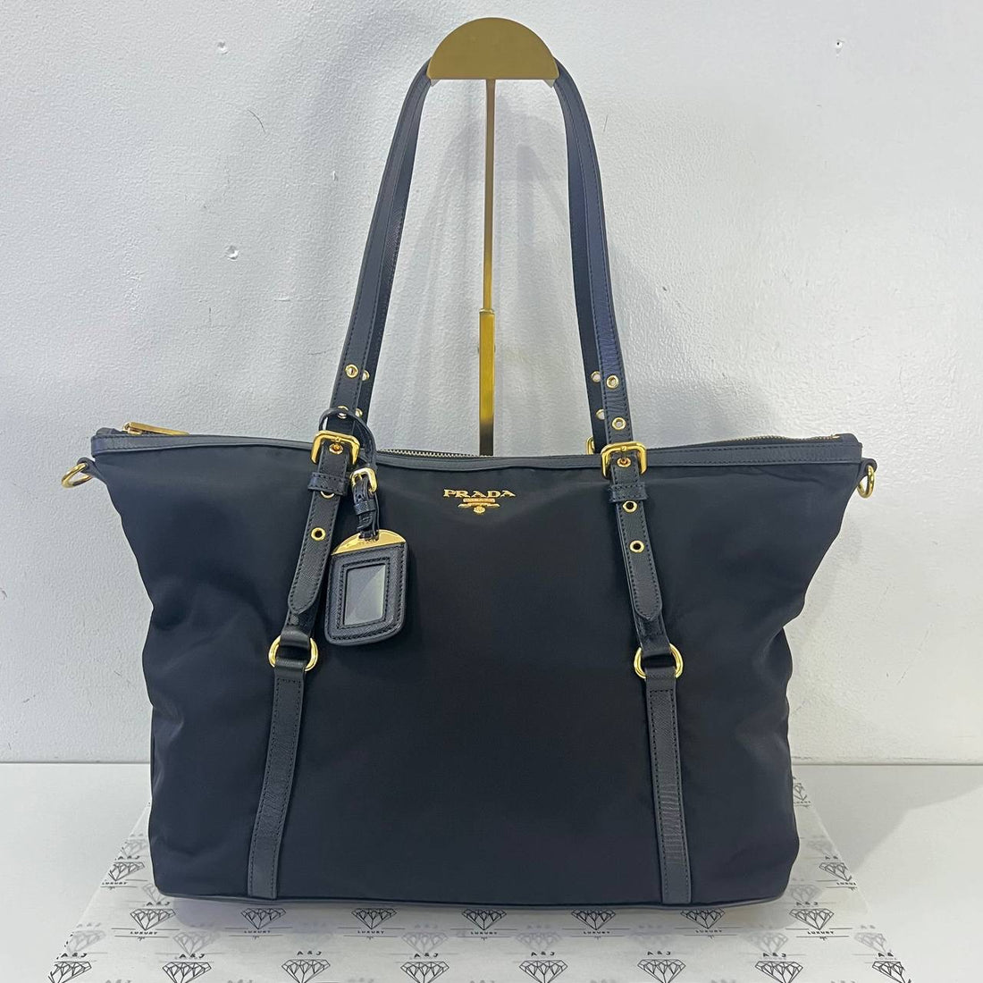 [PRE LOVED] Prada 1BG253 Tote Bag in Black Nylon Material GHW