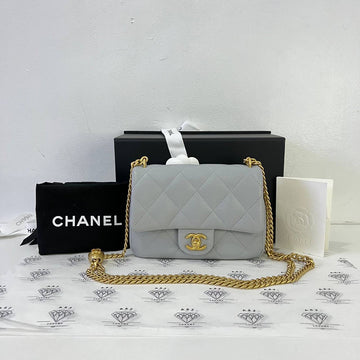 [PRE LOVED] Chanel 24P Collection Heart Crush Flap in Gray Caviar Leather Aged Gold HW (microchipped)