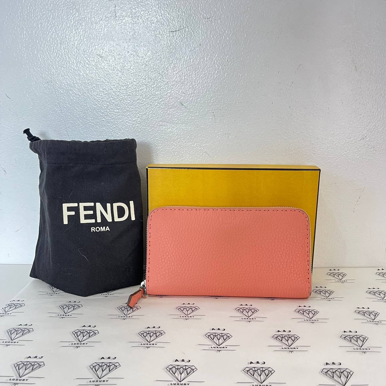 [PRE LOVED] Fendi Selleria Long Zippy Wallet in Light Pink SHW