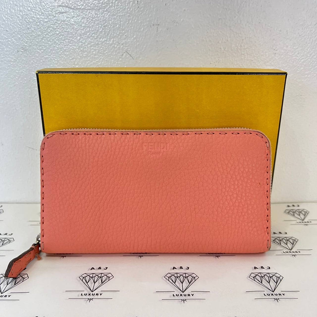 [PRE LOVED] Fendi Selleria Long Zippy Wallet in Light Pink SHW