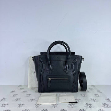 [PRE LOVED] Celine Nano Luggage in Black Drummed Leather SHW