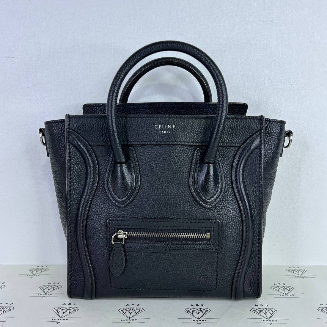 [PRE LOVED] Celine Nano Luggage in Black Drummed Leather SHW