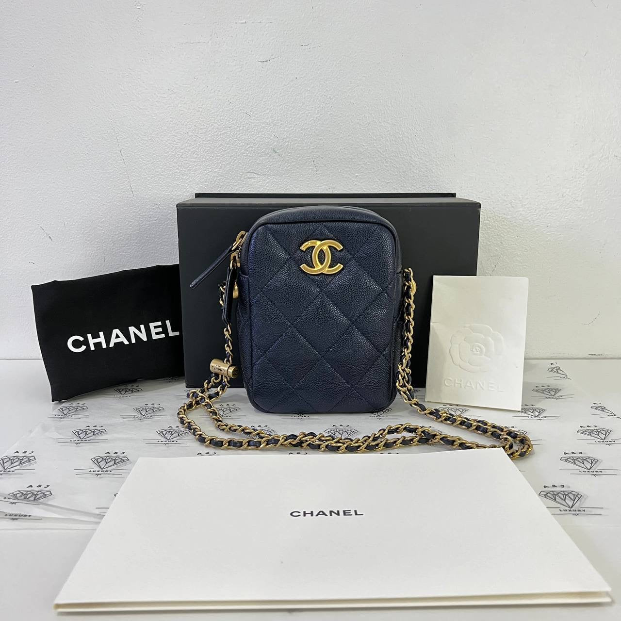 [PRE LOVED] Chanel 21K Collection My Perfect Mini Crush Camera Bag in Iridescent Blue Caviar Leather GHW (microchipped)