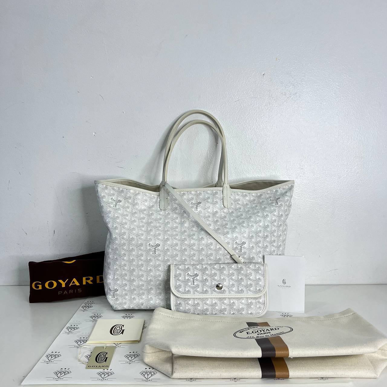 [PRE LOVED] Goyard St Louis PM with Bag Organizer in White (2023)