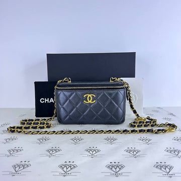 [PRE LOVED] Chanel 23B Vanity Adjustable Strap in Iridescent Black Caviar Leather GHW (microchipped)