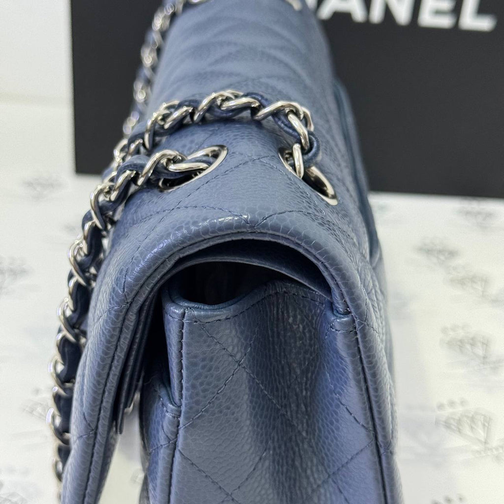 [PRE LOVED] Chanel Classic Medium Double Flap in Blue Caviar Leather SHW (Series 20)