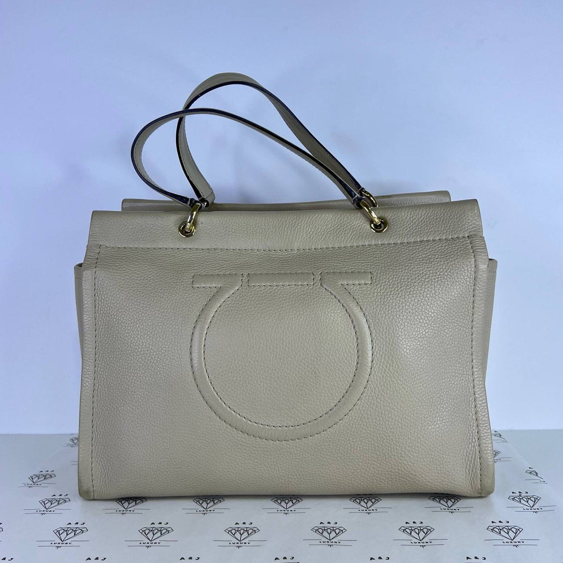 [PRE LOVED] Salvatore Ferragamo Gancini Tote Bag in White GHW
