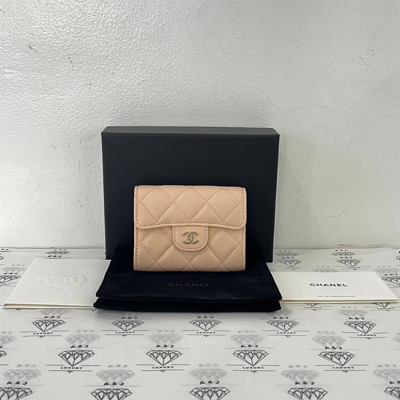 [PRE LOVED] Chanel XL Flap Cardholder in Pink Beige Caviar GHW (microchipped)