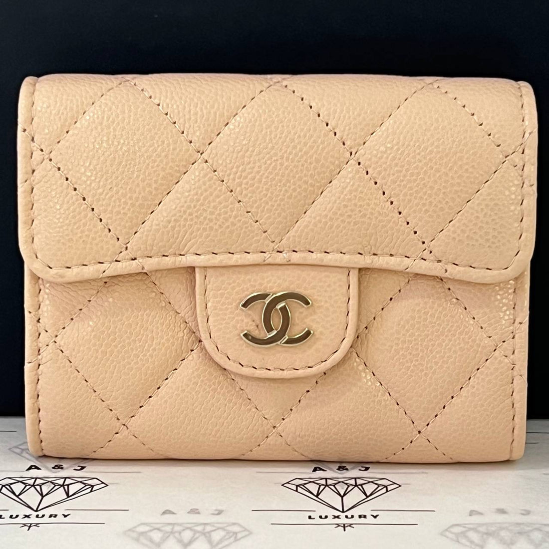 [PRE LOVED] Chanel XL Flap Cardholder in Pink Beige Caviar GHW (microchipped)