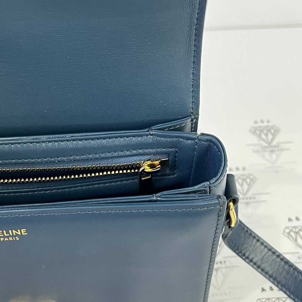 [PRE LOVED] Celine Teen Triomphe in Blue Smooth Calfskin Leather GHW
