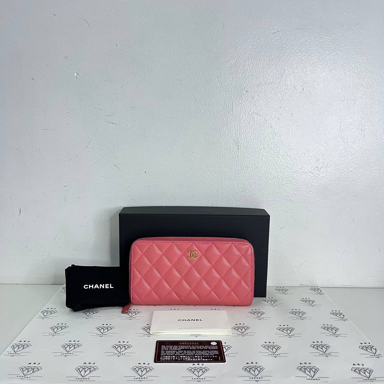 [PRE LOVED] Chanel Zippy Long Wallet in Pink Caviar Leather GHW (Series 28)