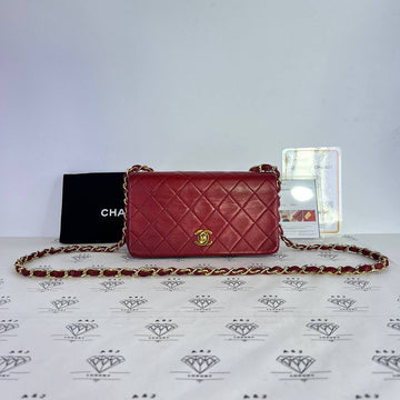[PRE LOVED] Chanel Mini Full Single Flap in Red Lambskin Leather 24K GHW (Series 1)
