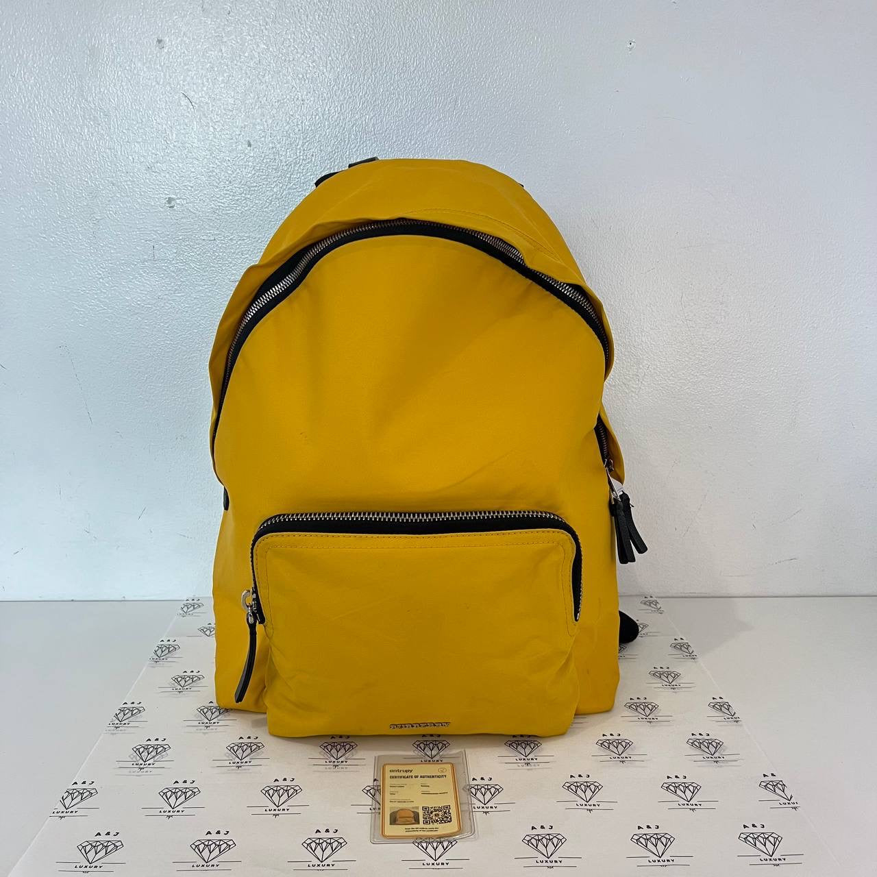 [PRE LOVED] Burberry Backpack in Yellow Nylon Material SHW