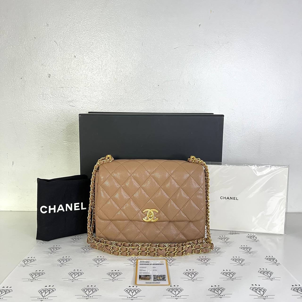 [PRE LOVED] Chanel Small Coco First in Caramel Caviar Leather GHW (microchipped)