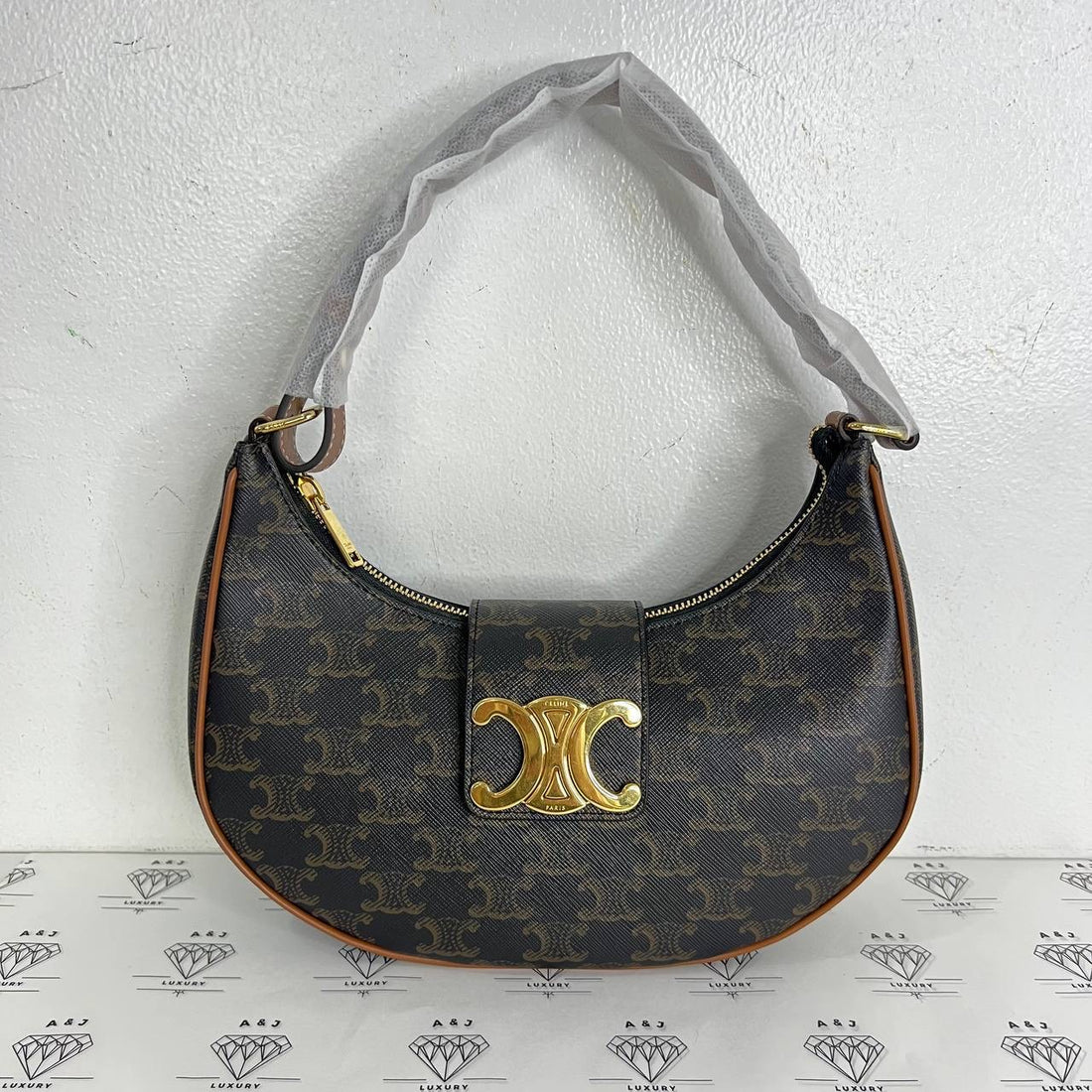 [PRE LOVED] Celine Medium Ava Shoulder Bag in Tan Triomphe Canvass GHW