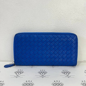 [PRE LOVED] Bottega Veneta Intrecciato Long Wallet in Blue