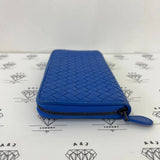 [PRE LOVED] Bottega Veneta Intrecciato Long Wallet in Blue