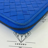 [PRE LOVED] Bottega Veneta Intrecciato Long Wallet in Blue