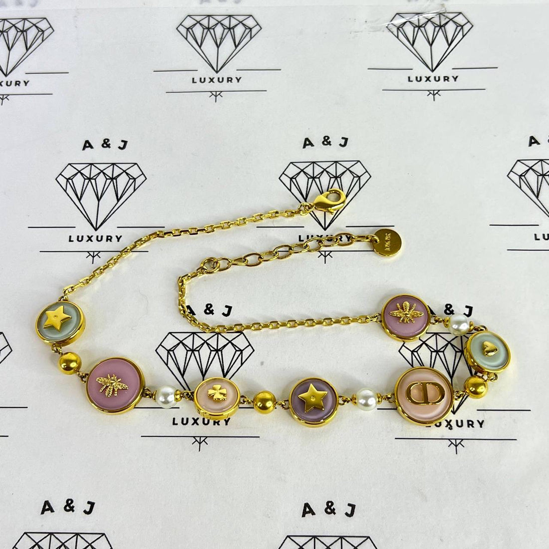 [PRE LOVED] Christian Dior D-Luck Short Necklace in Gold