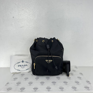 [PRE LOVED] Prada Re-Nylon Drawstring Bucket Bag in Black GHW