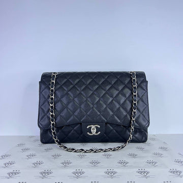 [PRE LOVED] Chanel Classic Maxi Double Flap in Black Caviar Leather SHW (Series 16)