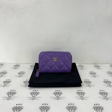 [PRE LOVED] Chanel Zippy Cardholder in Purple Caviar GHW (microchipped)