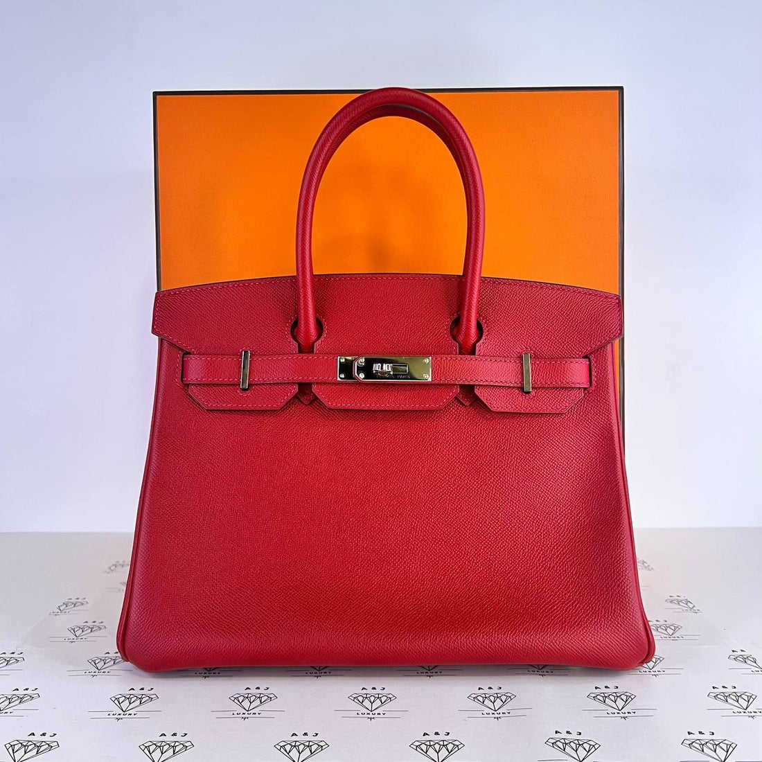 [PRE LOVED] Hermes Birkin 30 Retourne in Rouge Tomate Epsom Leather PHW (Stamp R Square - 2014)