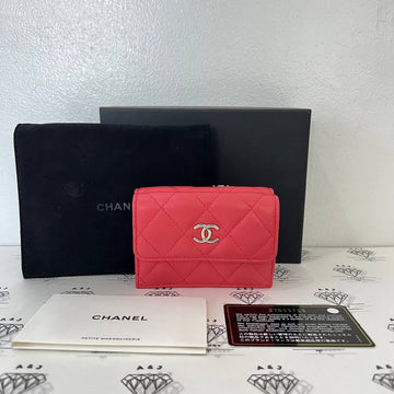 [PRE LOVED] Chanel Trifold Wallet in Pink Lambskin SHW (Series 27)