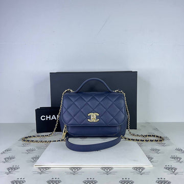 [PRE LOVED] Chanel Small Business Affinity in Navy Blue Caviar Leather Light Gold HW (Series 27)