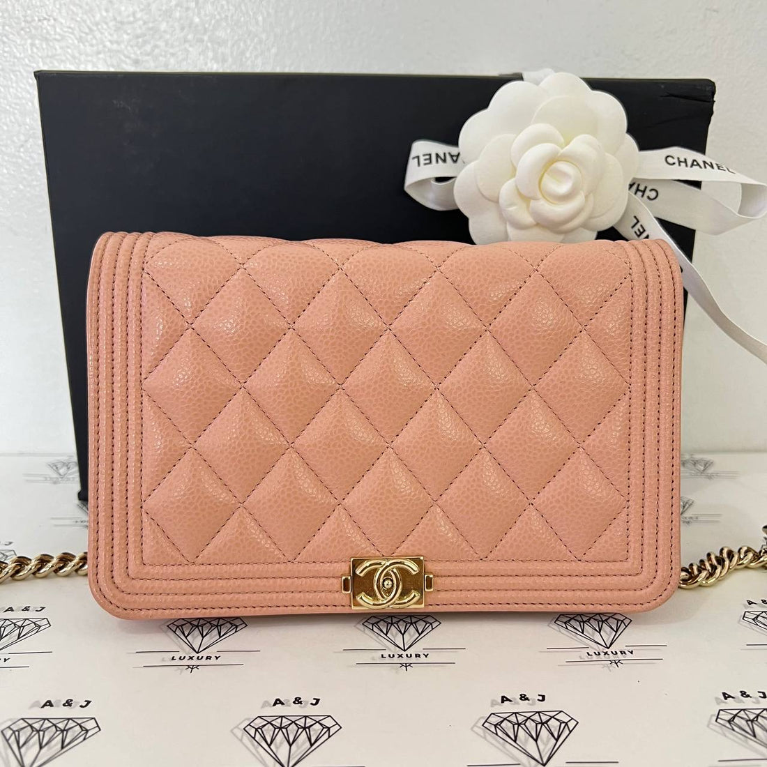 [PRE LOVED] Chanel Leboy Wallet on Chain in Light Pink Caviar Light GHW (Series 29)