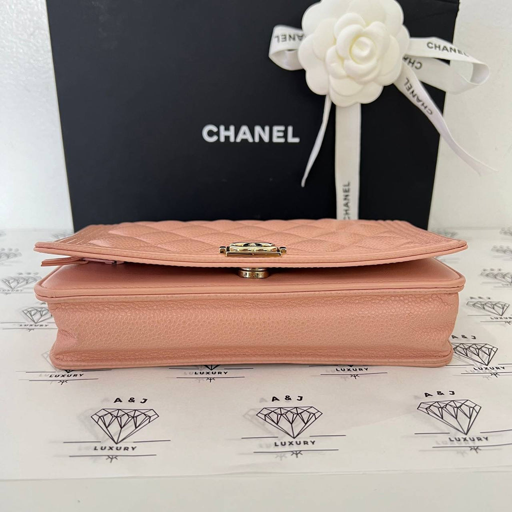 [PRE LOVED] Chanel Leboy Wallet on Chain in Light Pink Caviar Light GHW (Series 29)