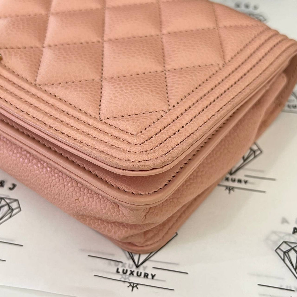 [PRE LOVED] Chanel Leboy Wallet on Chain in Light Pink Caviar Light GHW (Series 29)