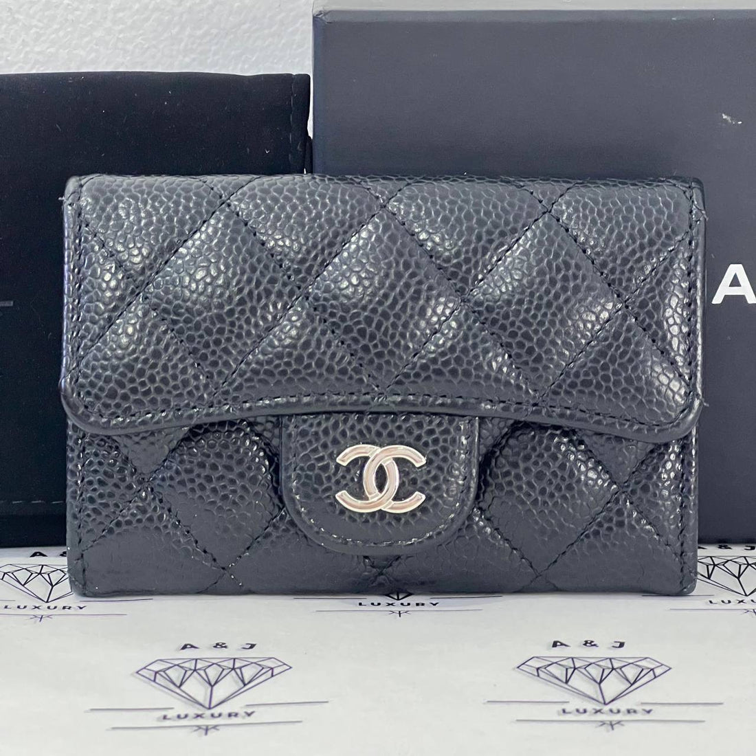 [PRE LOVED] Chanel Flap Cardholder in Black Caviar SHW (Series 30)