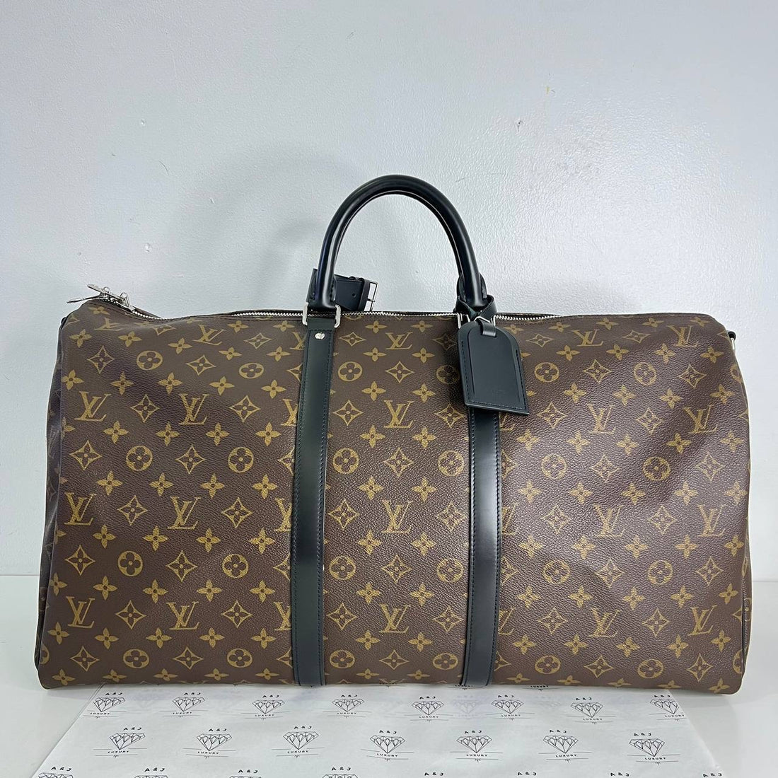 [PRE LOVED] Louis Vuitton Keepall Bandouliere 55 in Monogram Macassar (microchipped)